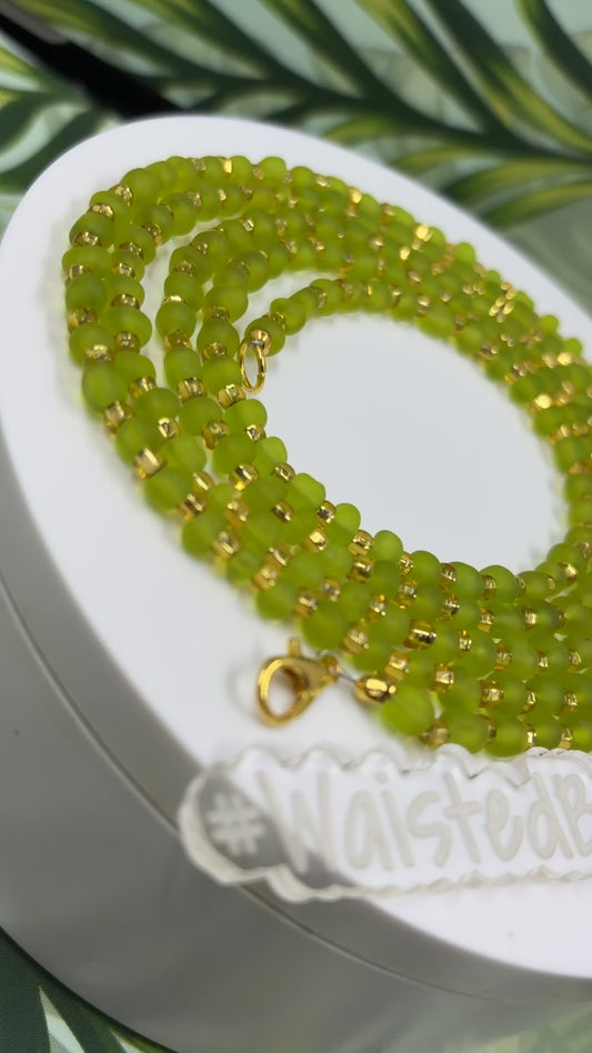 Frosted Green and Gold Traditional Waist Bead